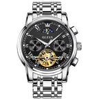 Automatic Watches for Mens Skeleton Mechanical Self Winding Luxury Dress Mens Stainless Steel Watches Moon Phase Waterproof Luminous Reloj Para Hombre, Gifts for Men, Male 6617D